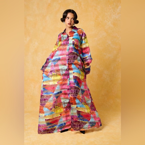 Colorful Geometric Amira Shirt Dress By KAI Collective - Picture 2 of 4